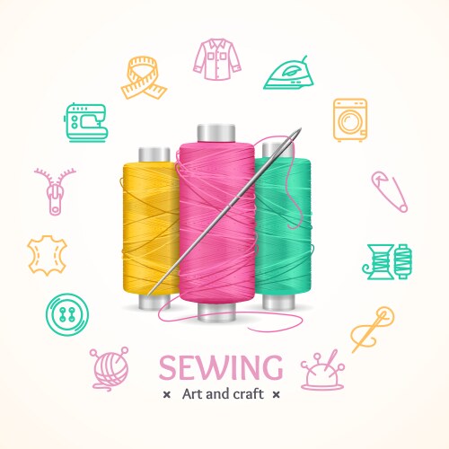 Sewing accessories realistic set Royalty Free Vector Image