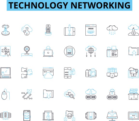 Technology networking linear icons set ethernet vector image