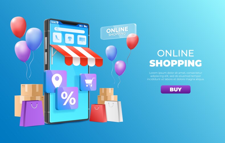 online mobile shop store in phone virtual sale vector image