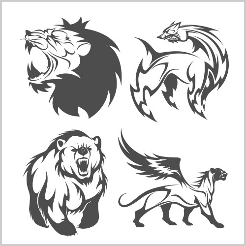 Lion Griffin Tribal Tattoos Vector Image