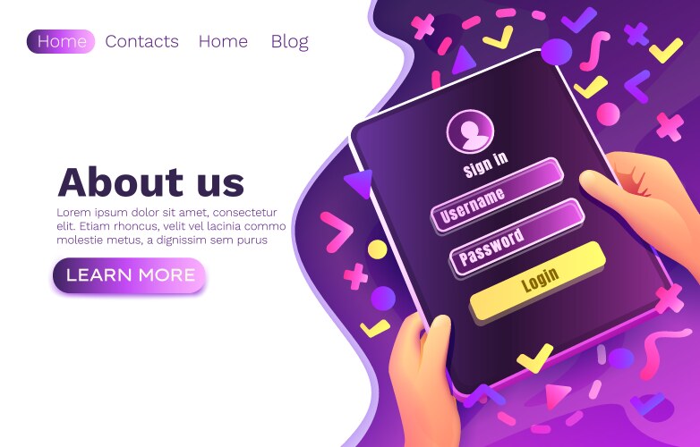Login window app sign in username password web vector image