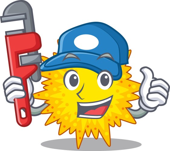 Mycoplasma smart plumber cartoon design with tool Vector Image