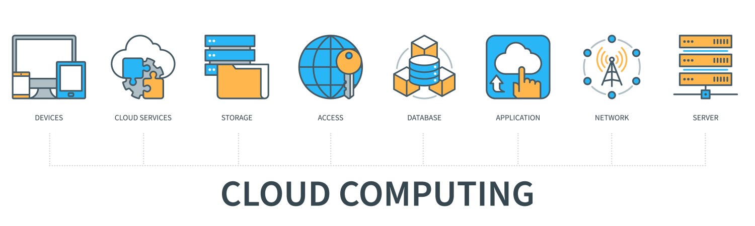 cloud computing infographics in minimal flat line vector image