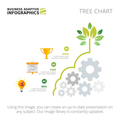 Tree chart with three steps template vector image