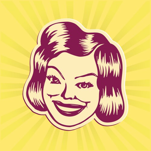 vintage mid-century smiling woman face vector