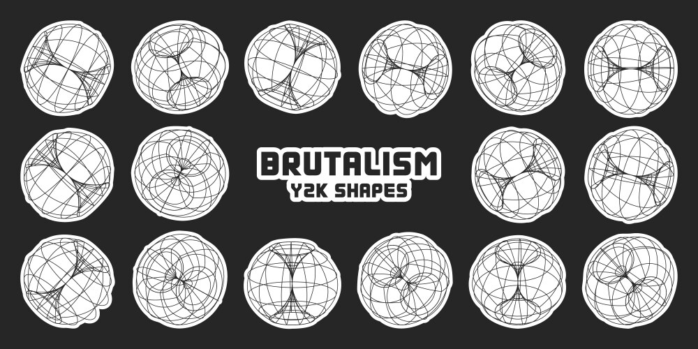 Wireframe lined shapes perspective mesh 3d grid vector image
