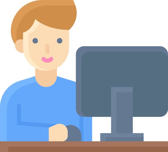 Man using computrer icon an avatar vector image