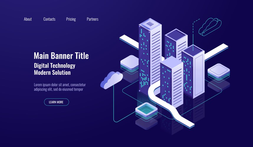 Cloud storage big urban city isometric icon vektorbild
