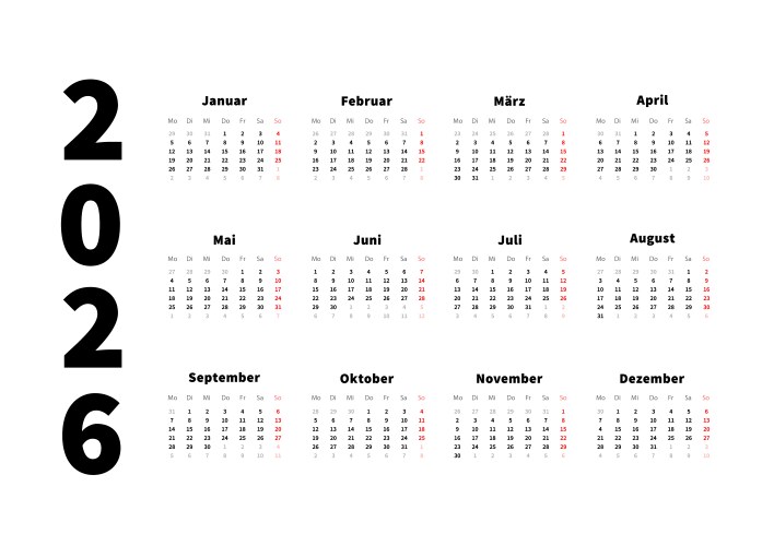 2026-simple-vertical-calendar-royalty-free-vector-vectorstock
