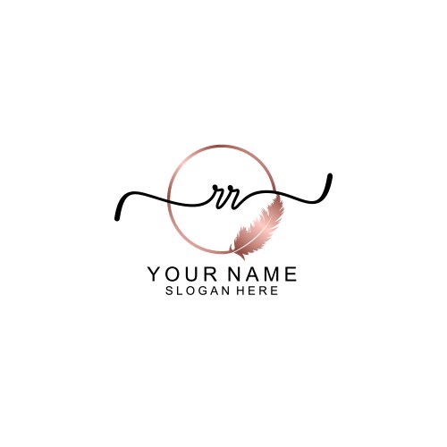 Elegant rr initial logo with floral handwritten Vector Image