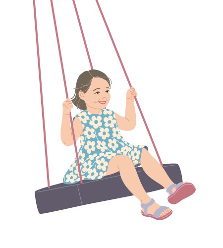 little girl swinging on a swing vector