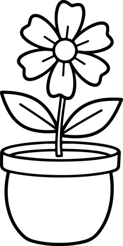 Single Flower in Pot Line Art Vector Image