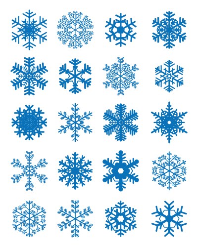 Different blue snowflakes set Royalty Free Vector Image