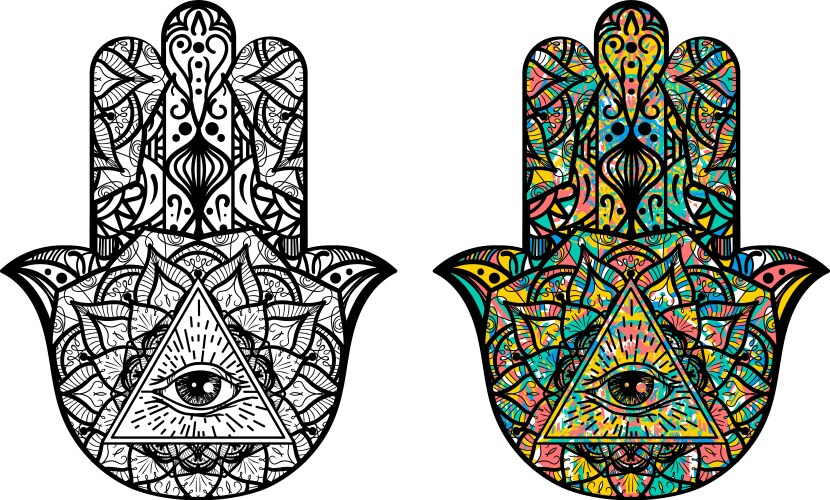 Hamsa all seeing eye symbol set vector image