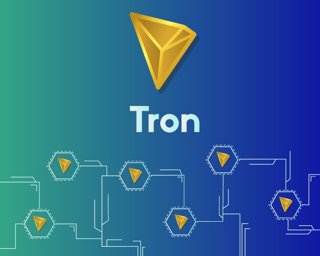 Cryptocurrency tron blockchain circuit networking vector image