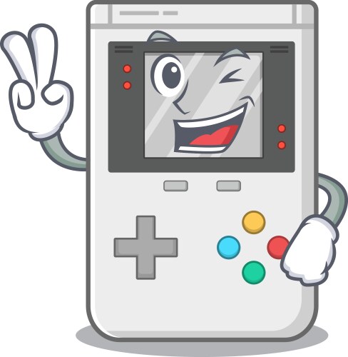 Funny handheld game scroll cartoon character vector image