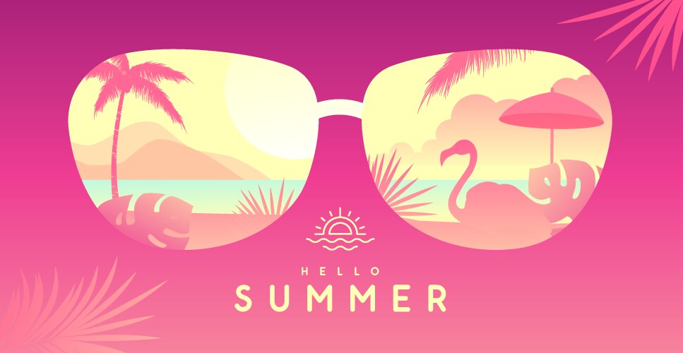 summer background with glasses and landscape vector image