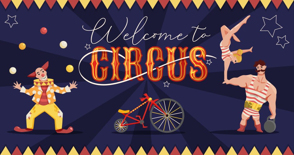 Circus animal trainer and acrobats carnival show Vector Image