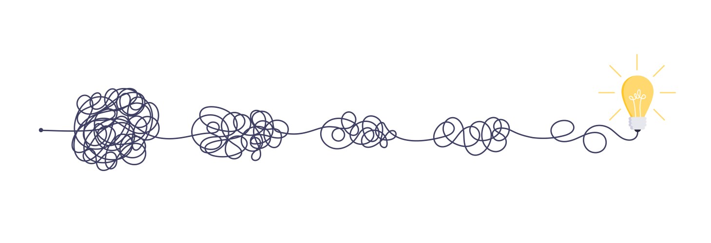 Complex easy simple way from start to idea chaos vector image