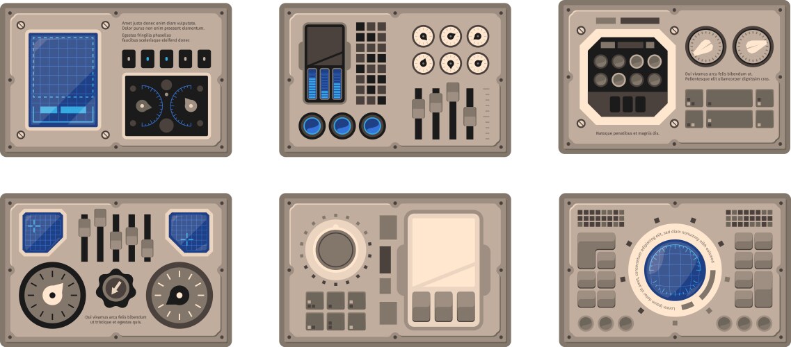 Control panels templates ui colored set buttons Vector Image