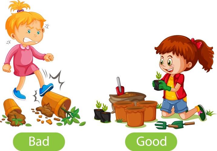 Opposite words with bad and good vector image