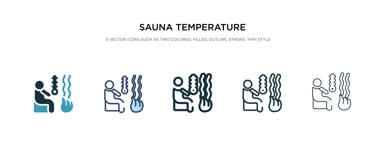 Sauna temperature icon in different style two vector image