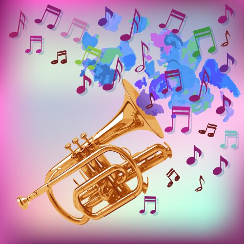 Violin on music background with handmade notes Vector Image