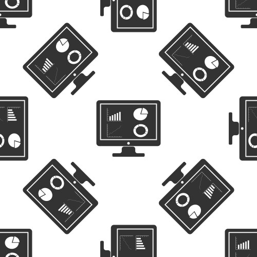 Black computer monitor with graph chart icon vector image