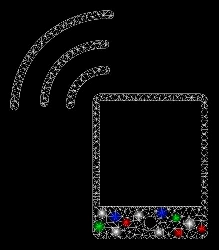 Bright mesh 2d smartphone wi-fi signal with flash vector image