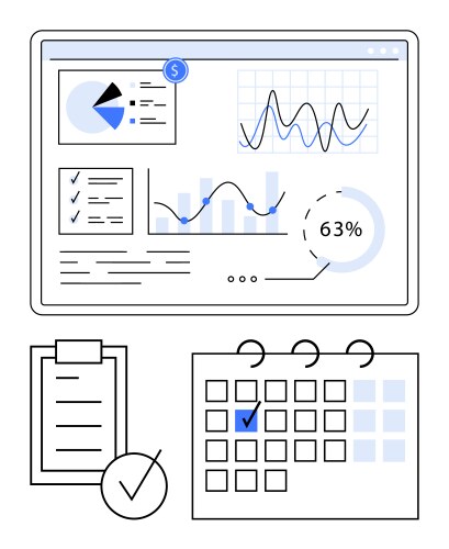 Data dashboard with analytics checklist vektorbild