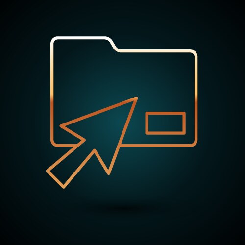 Gold line cursor click document folder icon vector image