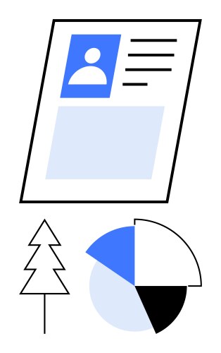 User profile document with pie chart and tree vector image