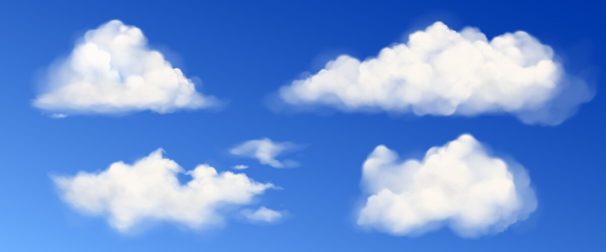 white fluffy clouds in blue sky vector image