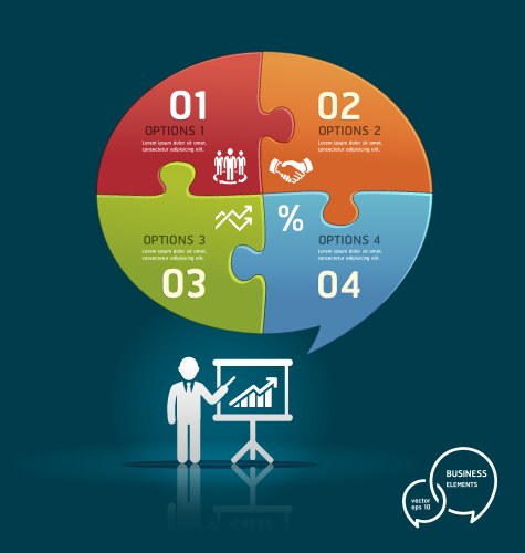 Business Puzzle Flowchart with Speech Bubble vector image