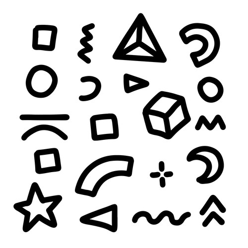 Cute simple retro geometric shapes set abstract vector image