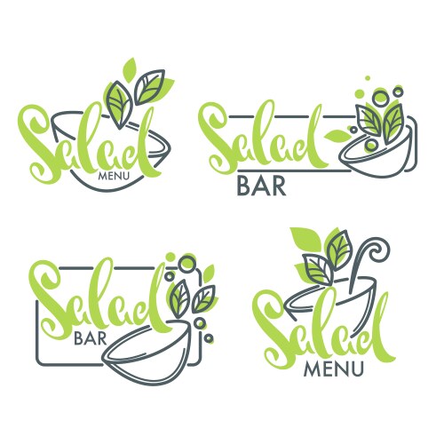 Green Leaf Salad Bar Logo Vector Image