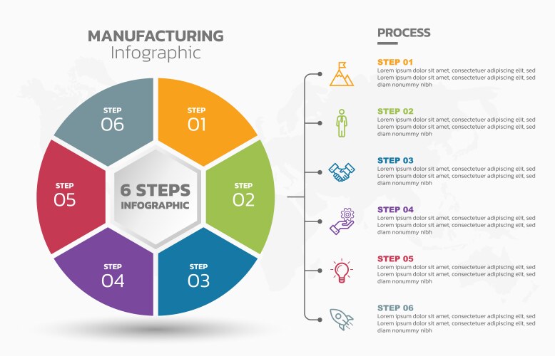 Visual data presentation cycle diagram with 6 vector image