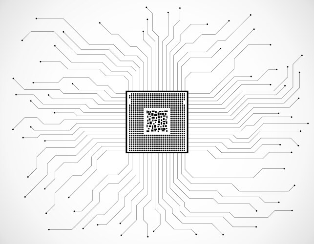 Circuit board microprocessor microchip vector image