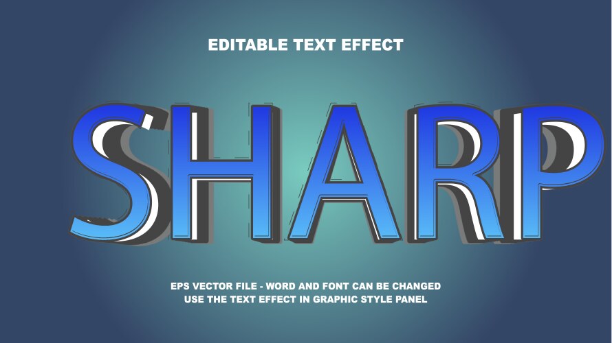 editable text effect sharp 3d template vector image