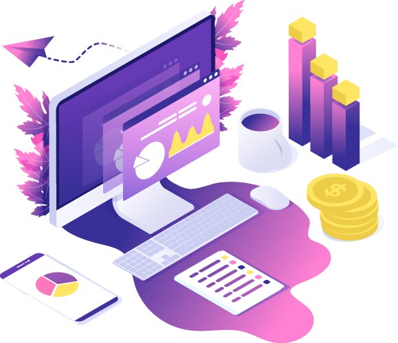 Isometric Data Analysis Web Concept vector image