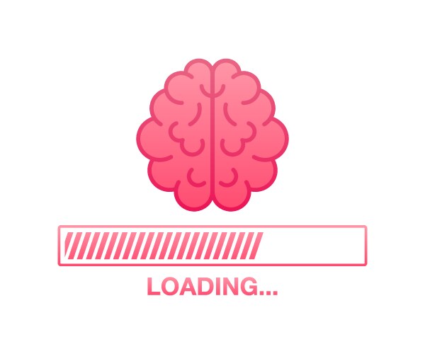 Brain think loading concept with idea processed vector image