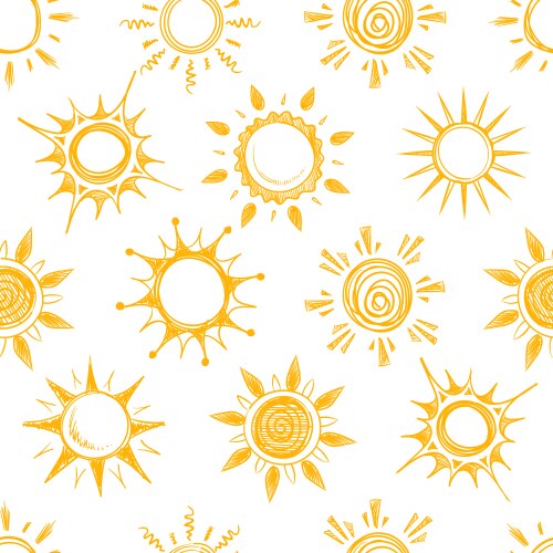 Hand drawn sun seamless pattern Royalty Free Vector Image