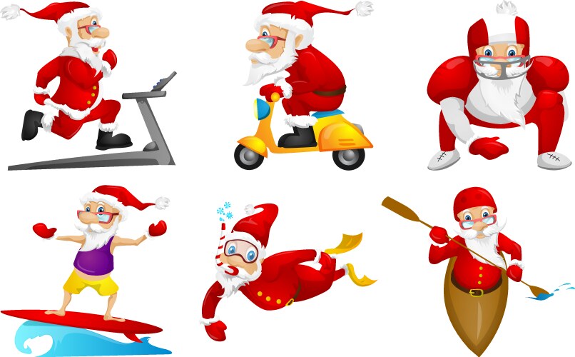Set for christmas with santa claus Vector Image