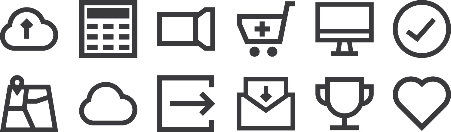 12 set linear user interface icons thin vector image