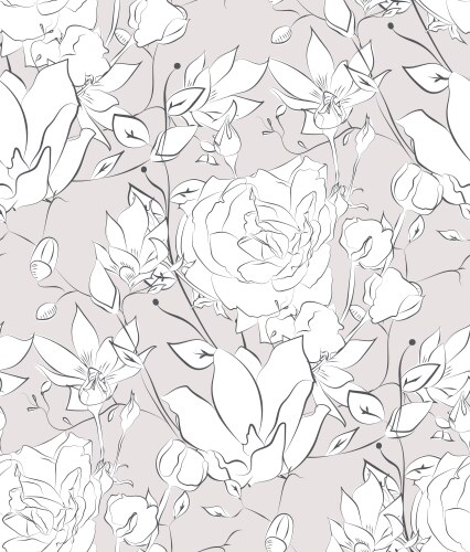 Seamless pattern with drawn flowers vector image