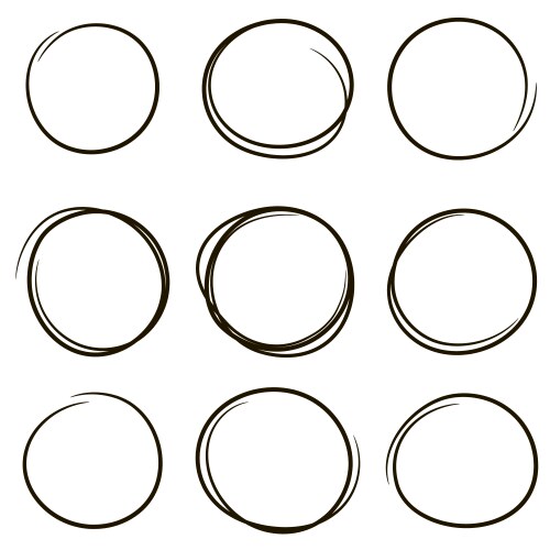 Set hand drawn red scribble circles Royalty Free Vector