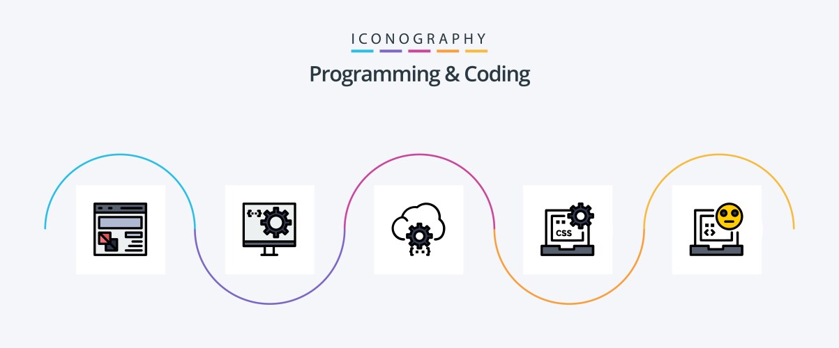 Programming and coding line filled flat 5 icon vektorbild