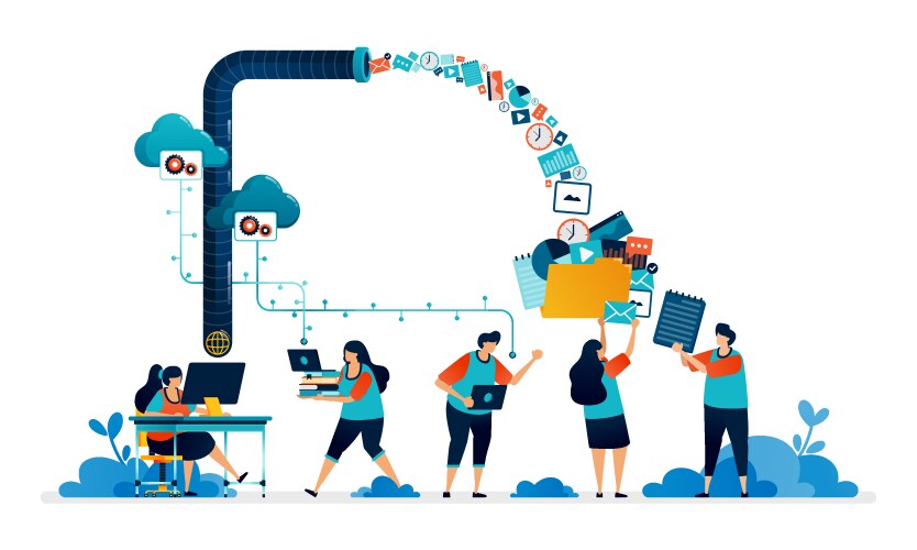 Access and collect user data manage vector image