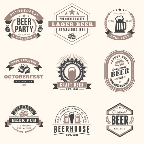 Retro Beer Badges & Labels Vector Image