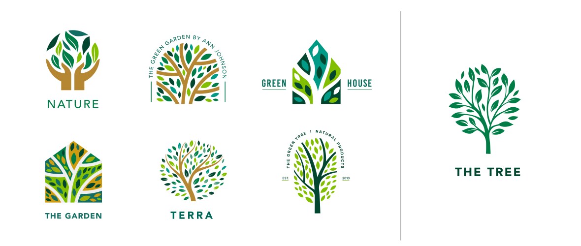 Tree logo collection luxury templates vector image